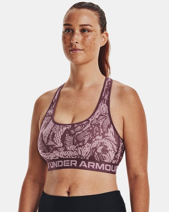 Bra deportivo Armour® Mid Crossback Printed para mujer, Purple, pdpMainDesktop image number 3